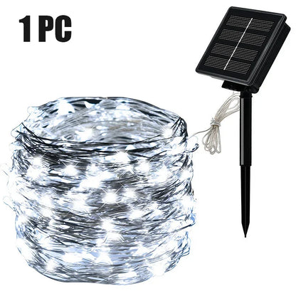 Outdoor Solar String Light  LED Fairy Garland 8 Mode Garden Yard Party Christmas Decoration Copper Wire Lamp