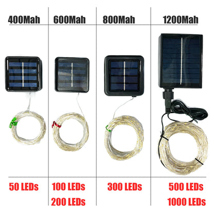 Outdoor Solar String Light  LED Fairy Garland 8 Mode Garden Yard Party Christmas Decoration Copper Wire Lamp