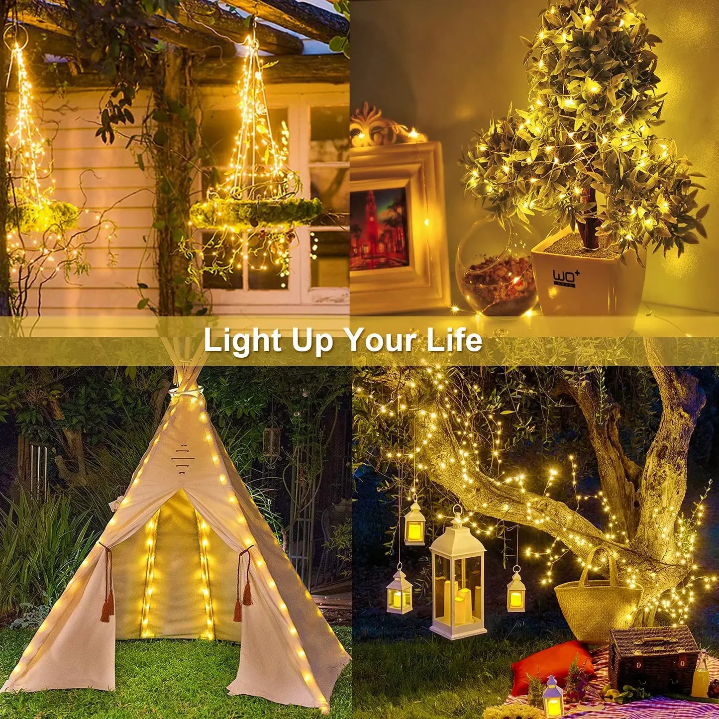 Outdoor Solar String Light  LED Fairy Garland 8 Mode Garden Yard Party Christmas Decoration Copper Wire Lamp