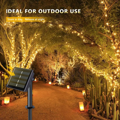 Outdoor Solar String Light  LED Fairy Garland 8 Mode Garden Yard Party Christmas Decoration Copper Wire Lamp