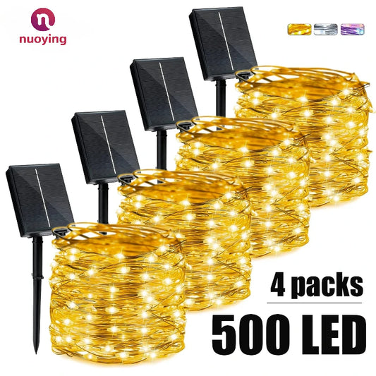 Outdoor Solar String Light  LED Fairy Garland 8 Mode Garden Yard Party Christmas Decoration Copper Wire Lamp