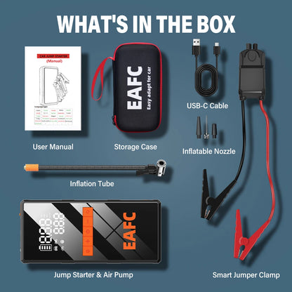 EAFC 1200A Car Jump Starter Power Bank 150PSI Portable Air Pump Car Battery Emergency Boosters Starting Device Car Starter